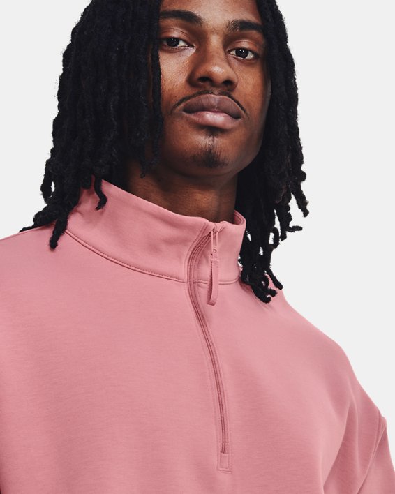 Unisex UA Summit Knit ½ Zip in Pink image number 5